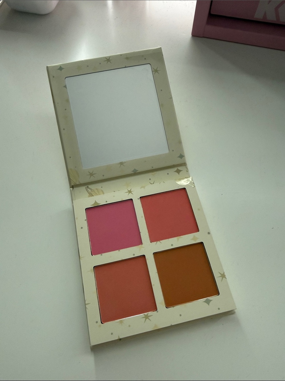 Four-Shade Cream Blush Palette — Pink, Coral, Peach, Amber